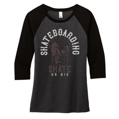 Skateboard Is Not A Crime Women's Tri-Blend 3/4-Sleeve Raglan Shirt