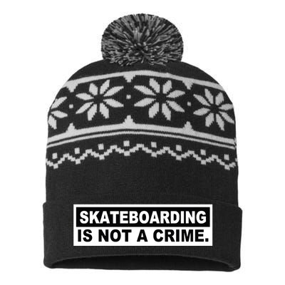 Skateboarding Is Not A Crime Cool USA-Made Snowflake Beanie