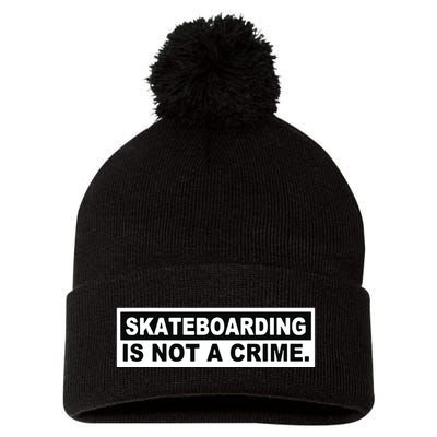 Skateboarding Is Not A Crime Cool Design Pom Pom 12in Knit Beanie