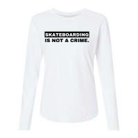 Skateboarding Is Not A Crime Graphic On Back Womens Cotton Relaxed Long Sleeve T-Shirt