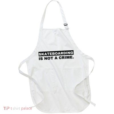 Skateboarding Is Not A Crime Graphic On Back Full-Length Apron With Pockets