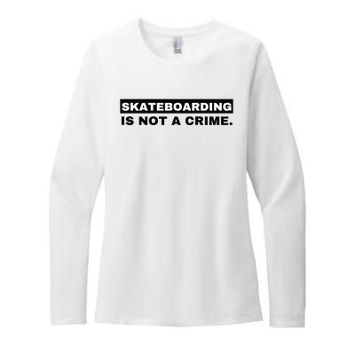 Skateboarding Is Not A Crime Graphic On Back Womens CVC Long Sleeve Shirt