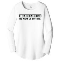 Skateboarding Is Not A Crime Graphic On Back Women's Perfect Tri Tunic Long Sleeve Shirt