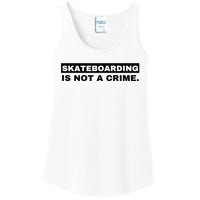 Skateboarding Is Not A Crime Graphic On Back Ladies Essential Tank