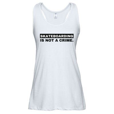 Skateboarding Is Not A Crime Graphic On Back Ladies Essential Flowy Tank