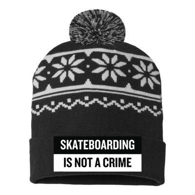 Skateboarding Is Not A Crime Skate Skateboard USA-Made Snowflake Beanie