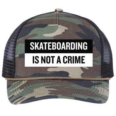 Skateboarding Is Not A Crime Skate Skateboard Retro Rope Trucker Hat Cap