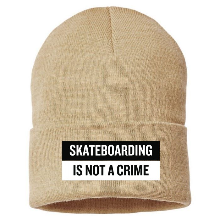 Skateboarding Is Not A Crime Skate Skateboard Sustainable Knit Beanie