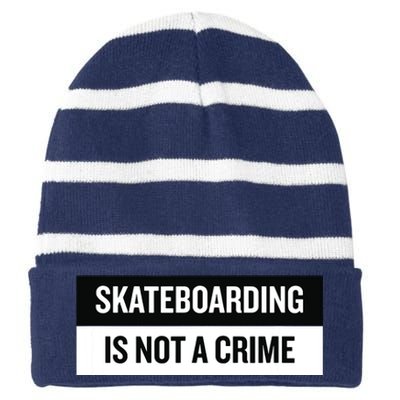 Skateboarding Is Not A Crime Skate Skateboard Striped Beanie with Solid Band