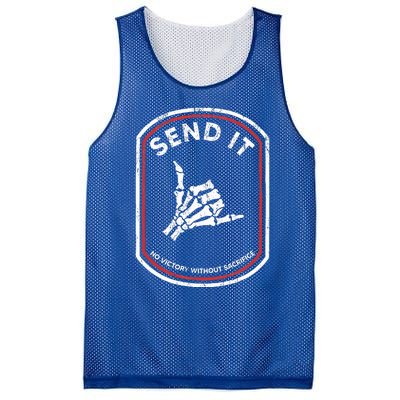 Send It No Victory Without Sacrifice Hand Bone Funny  Mesh Reversible Basketball Jersey Tank