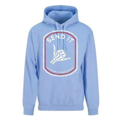 Send It No Victory Without Sacrifice Hand Bone Funny  Unisex Surf Hoodie