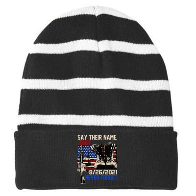 Say Ir Names Joe Names Of Fallen Soldiers 13 Heroes Striped Beanie with Solid Band