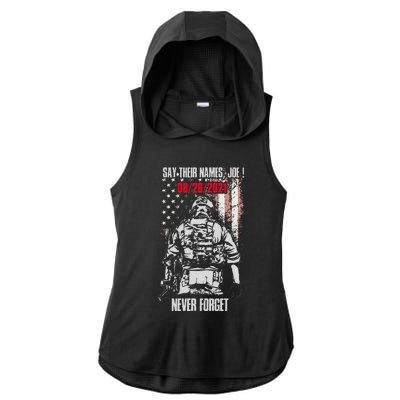 Say Ir Names Joe Names Of Fallen Soldiers 13 Heroes Ladies PosiCharge Tri-Blend Wicking Draft Hoodie Tank