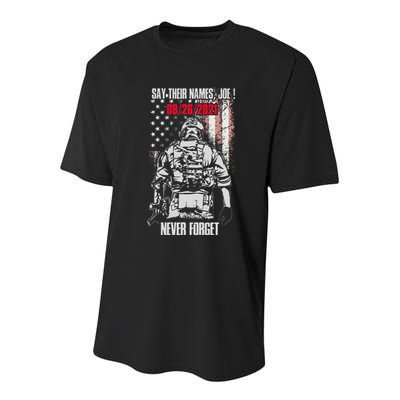 Say Ir Names Joe Names Of Fallen Soldiers 13 Heroes Youth Performance Sprint T-Shirt