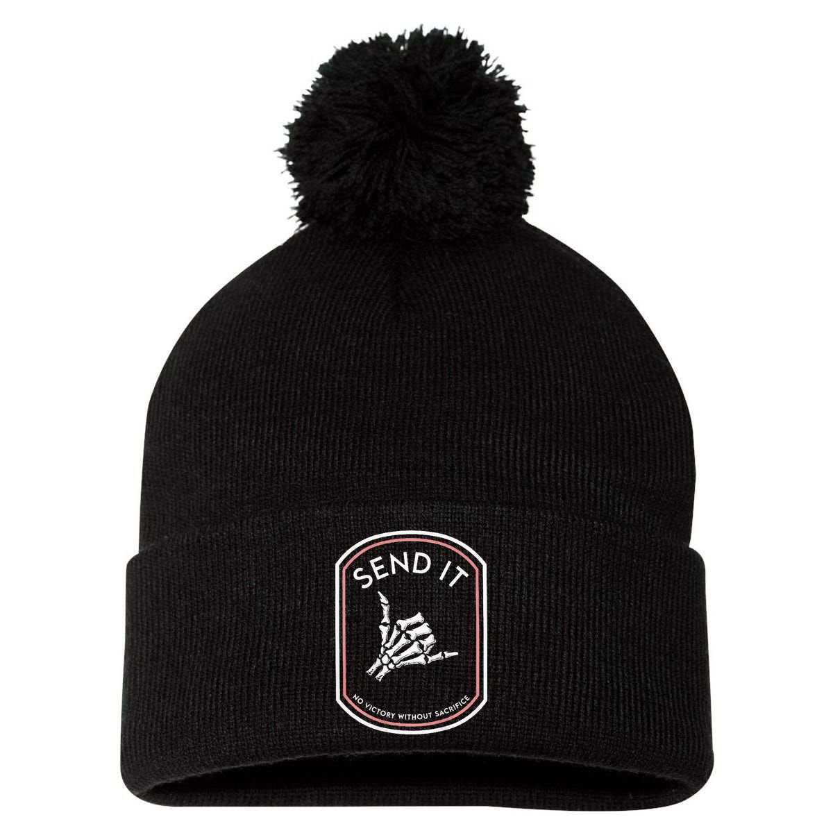 Send It No Victory Without Sacrifice Pom Pom 12in Knit Beanie