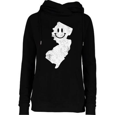 Smiling In Nj – Funny New Jersey Happy Face Womens Funnel Neck Pullover Hood