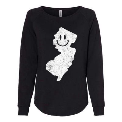 Smiling In Nj – Funny New Jersey Happy Face Womens California Wash Sweatshirt