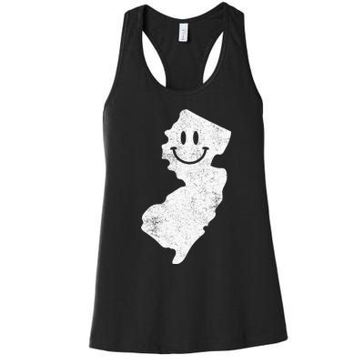 Smiling In Nj – Funny New Jersey Happy Face Women's Racerback Tank