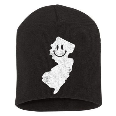 Smiling In Nj – Funny New Jersey Happy Face Short Acrylic Beanie