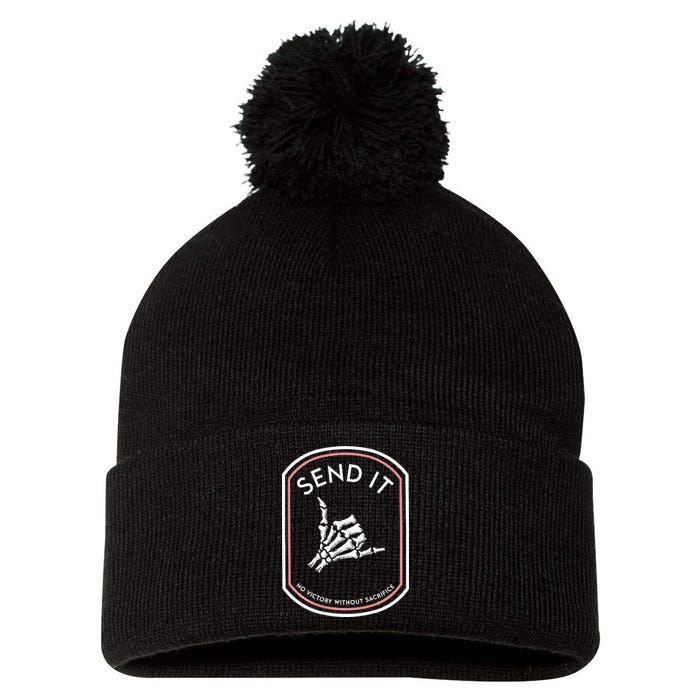 Send It No Victory Without Sacrifice Pom Pom 12in Knit Beanie