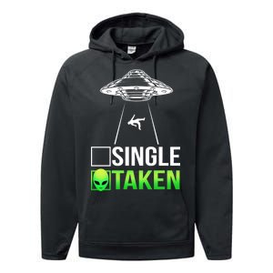 Single Or Taken Alien Valentines Day Performance Fleece Hoodie