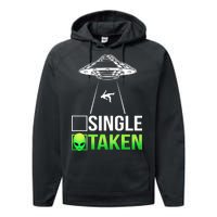 Single Or Taken Alien Valentines Day Performance Fleece Hoodie