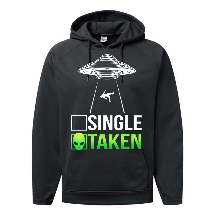 Single Or Taken Alien Valentines Day Performance Fleece Hoodie