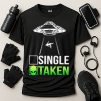 Single Or Taken Alien Valentines Day Cooling Performance Crew T-Shirt