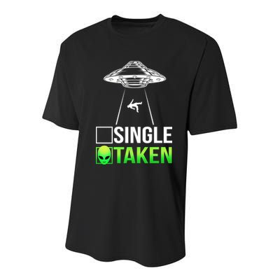 Single Or Taken Alien Valentines Day Youth Performance Sprint T-Shirt