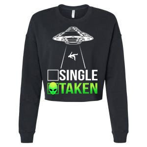 Single Or Taken Alien Valentines Day Cropped Pullover Crew