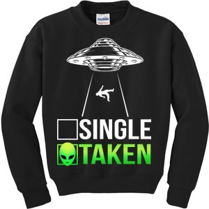 Single Or Taken Alien Valentines Day Kids Sweatshirt