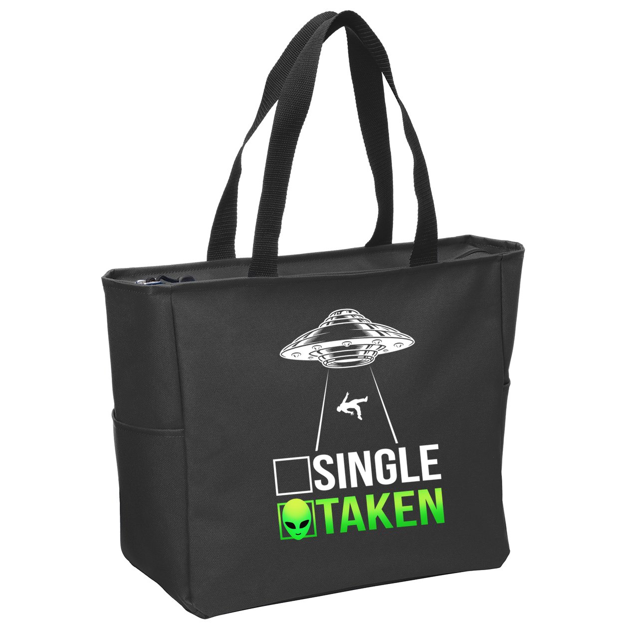 Single Or Taken Alien Valentines Day Zip Tote Bag