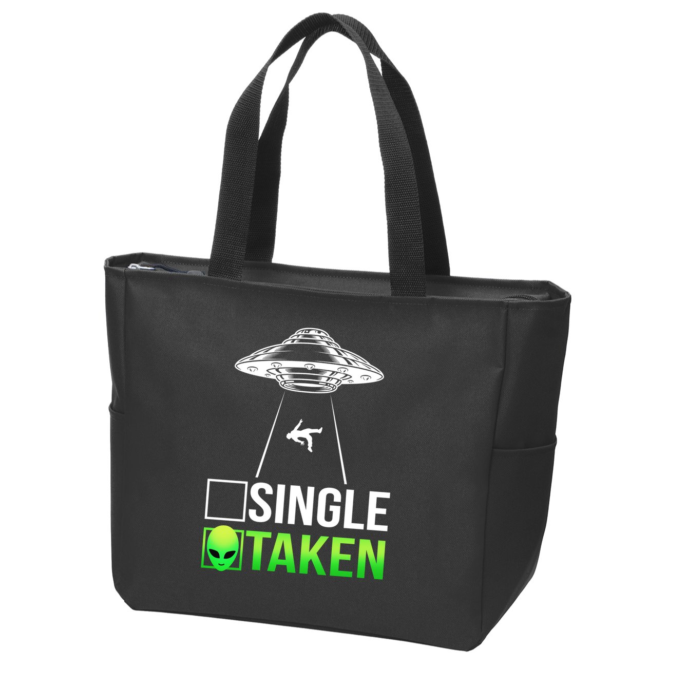 Single Or Taken Alien Valentines Day Zip Tote Bag