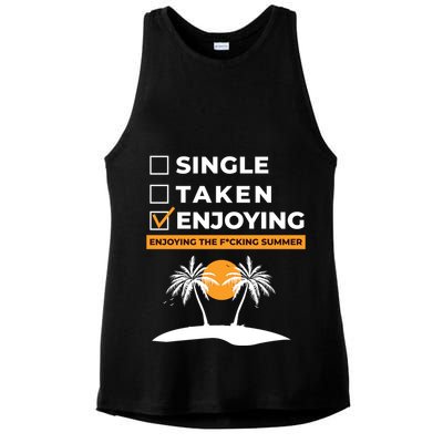 Single Taken Enjoying Summer Ladies PosiCharge Tri-Blend Wicking Tank