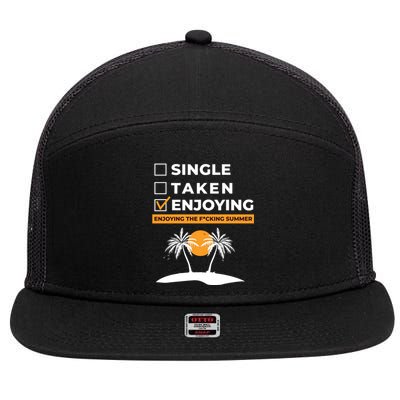 Single Taken Enjoying Summer 7 Panel Mesh Trucker Snapback Hat