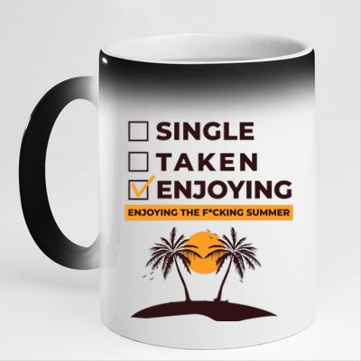 Single Taken Enjoying Summer 11oz Black Color Changing Mug