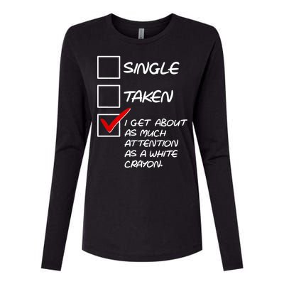 Single Taken White Crayon Womens Cotton Relaxed Long Sleeve T-Shirt