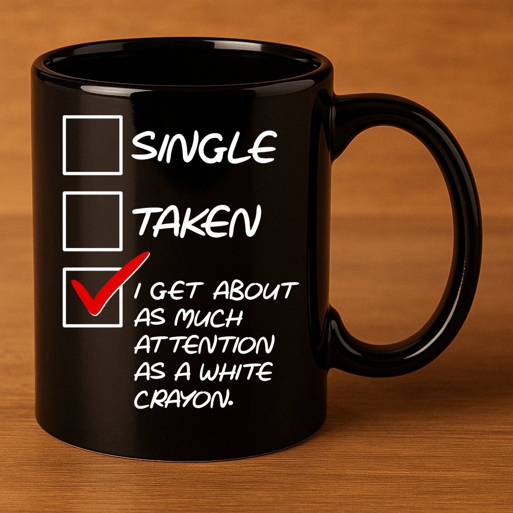 Single Taken White Crayon 11oz C Handle Ceramic Mug