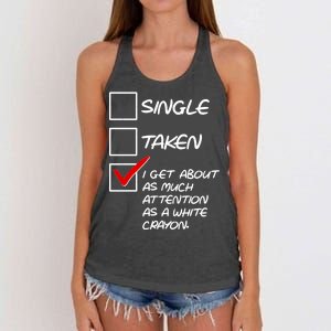 Single Taken White Crayon Women's Knotted Racerback Tank