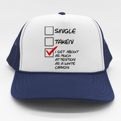 Single Taken White Crayon Trucker Hat