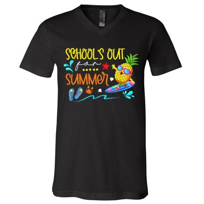 School Is Out For Summer Happy Last Day Of School V-Neck T-Shirt