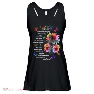 Sunflower I Only Can Imagine Faith Christian Jesus Ladies Essential Flowy Tank