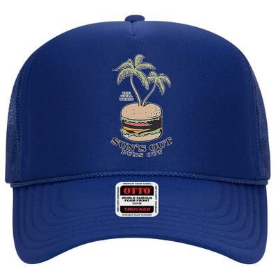 Sun Is Out Tee Buns Grilling Out Summer Bbq Spring Is Here Funny Gift High Crown Mesh Back Trucker Hat