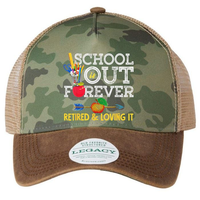School Is Out Forever Retired And Loving It Retirement Legacy Tie Dye Trucker Hat