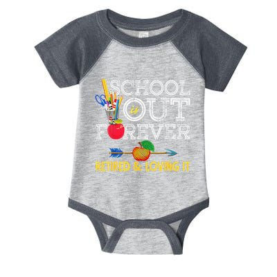 School Is Out Forever Retired And Loving It Retirement Infant Baby Jersey Bodysuit