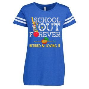 School Is Out Forever Retired And Loving It Retirement Enza Ladies Jersey Football T-Shirt