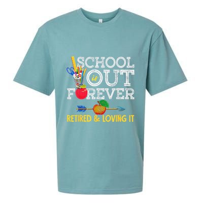 School Is Out Forever Retired And Loving It Retirement Sueded Cloud Jersey T-Shirt