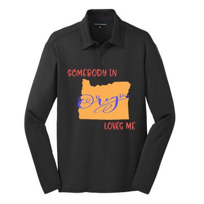 Somebody In Oregon Loves Me State Silk Touch Performance Long Sleeve Polo