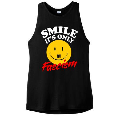 Smile Its Only Fascism Ladies PosiCharge Tri-Blend Wicking Tank