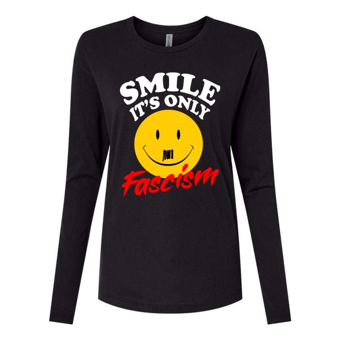 Smile Its Only Fascism Womens Cotton Relaxed Long Sleeve T-Shirt